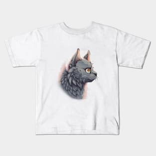 Blue British Longhair Side Portrait Kids T-Shirt